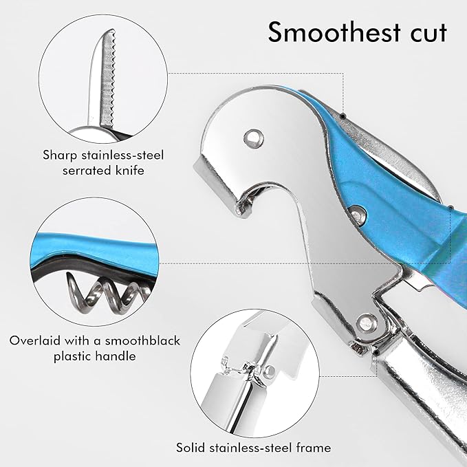Professional Waiter Corkscrew Wine Openers Set, Heavy Duty Stainless Steel Hinges Wine Key for Restaurant Waiters, Sommelier, Bartenders