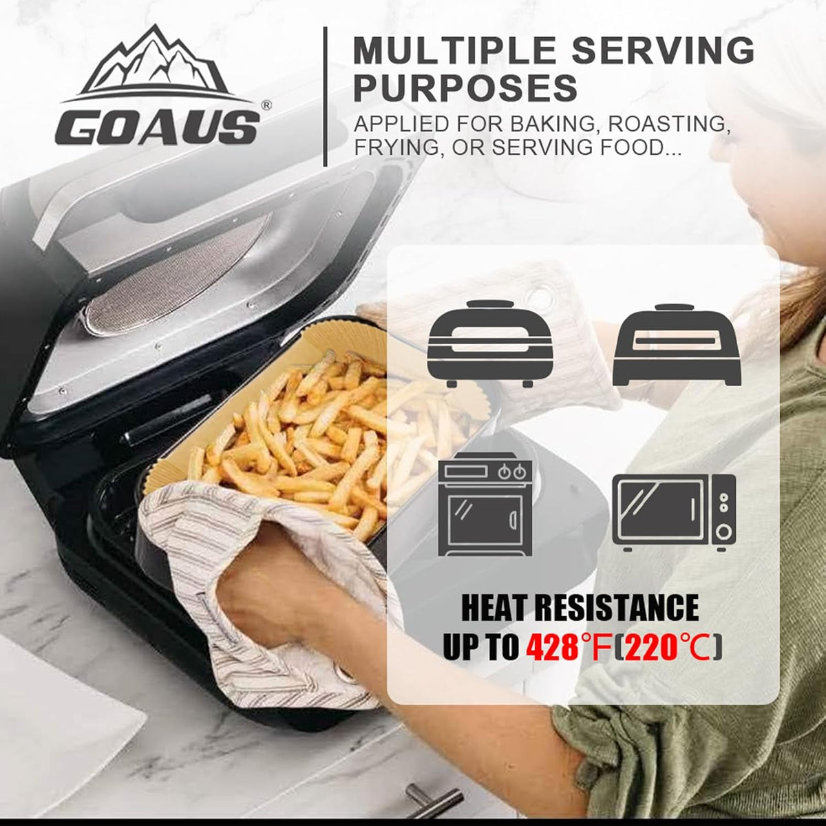 GOAUS Parchment Paper Liners 150 Pcs for Ninja Foodi Smart XL, Air Fryer Liners Disposable Rectangle Accessories Fit Ninja Grill FG551/DG551/IG651
