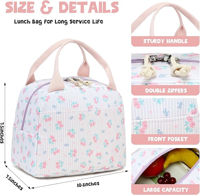 Bluboon Lunch Box for Women Cute Lunch Bag Reusable Insulated Lunch Bags Large Capacity Lunchbox Cooler for Work Picnic or Travel
