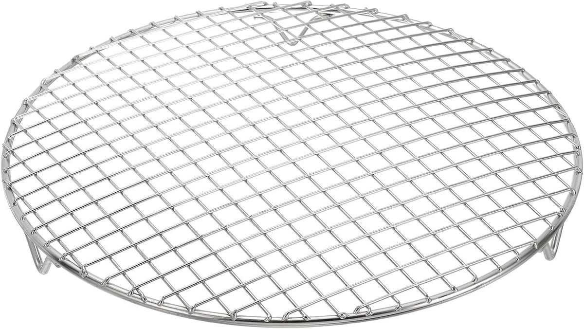 uxcell Round Cooking Rack with Legs, Dia 11 Inch 304 Stainless Steel Barbecue Grill for Cooking Baking Barbecue Air Fryer Racks, Silver