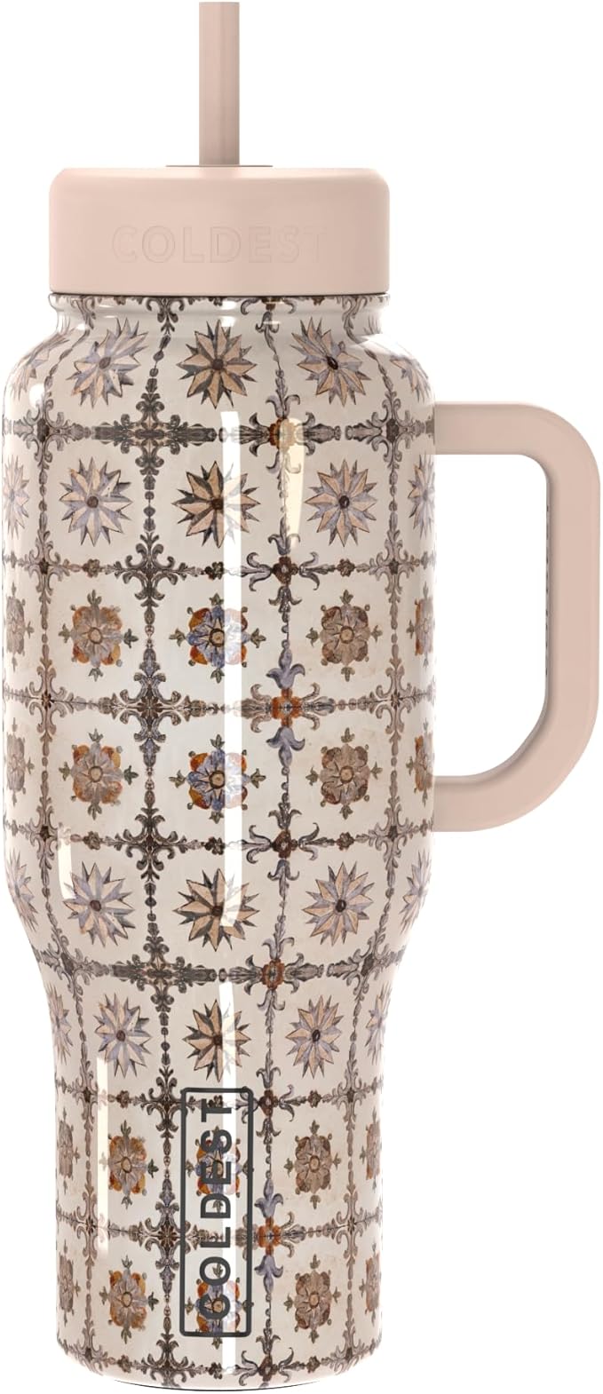 Coldest Tumbler with Handle and Straw, 100% Leak Proof Insulated Tumbler with Lid and Straw (3 Lids), Stainless Steel Tumblers for Women & Men, Cup Holder Friendly Base, 36 oz (The Persian)