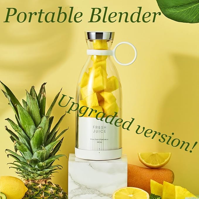Upgraded Fresh Juice Blender Bottle Portable, Juicer Portable Blender Shake, 380ML USB/Magnetic Charging for Shakes and Smoothies, with Travel Cup and Lid (Pink,Magnetic charging)