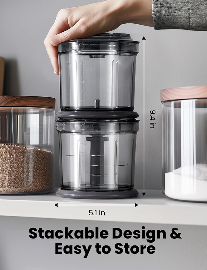 Food Processor 4 Cup, Electric Food Chopper, 【Small but Powerful】Meat Grinder with 2 Bowls, 2 Speed & 4 Blades for Vegetable, Meat, Nuts, Functions for Chopping, Dicing, Mixing and Puree
