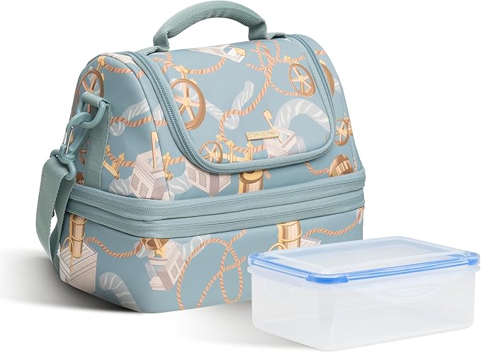 Everfun Womens Lunch Box Two Compartments Insulated Lunch Tote Bag Large Leakproof Soft Cooler Valentine's Day Gifts for Work Picnic Travel