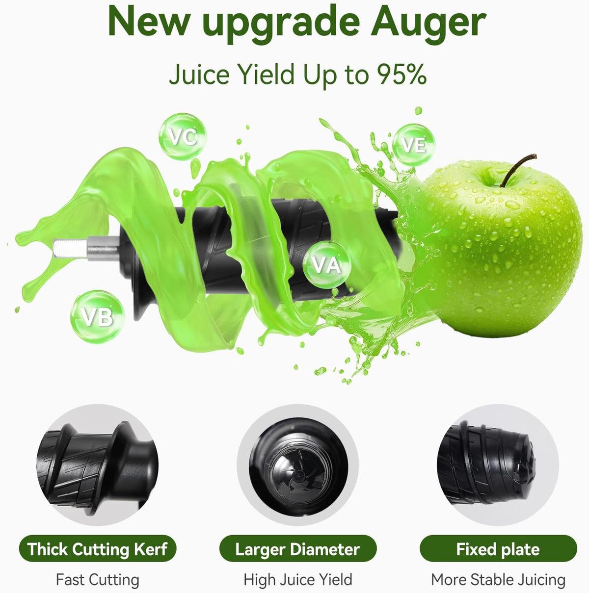 Juicer Machine,Slow Masticating Juicer with 2 Speed Modes & Quiet Motor,Cold Press Juicer Machines Vegetable and Fruit with Reverse Function,Celery Juicer,BPA-Free,Easy to Clean