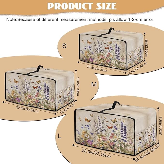 Toaster Oven Cover Washable Small Kitchen Appliance Dust Cover with Pockets, for Air Fryer Toaster Ovens, Microwaves, S, 14.5 x 18.5 x 9 Inches, Retro Floral Butterfly Print