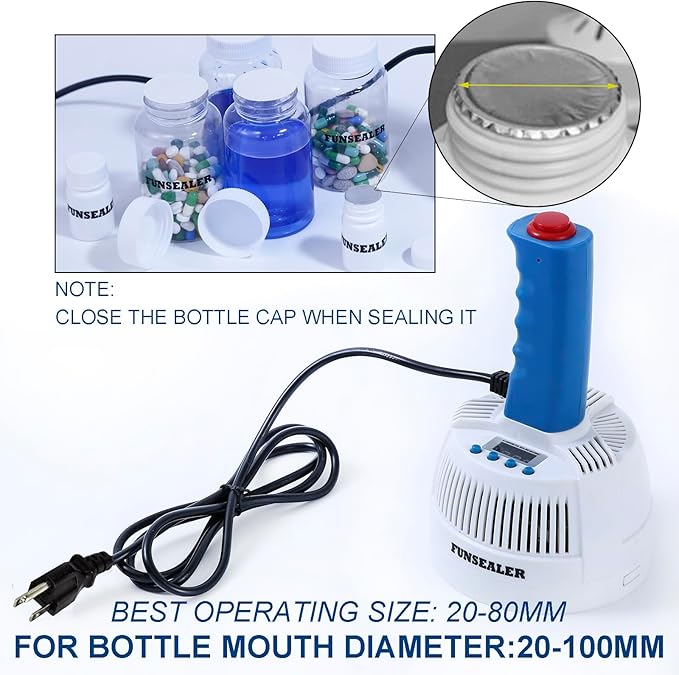 Induction Heat Sealer Bottle Cap Sealing Machine For Plastic Glass Bottle Cap (110&220 Dual Voltage)