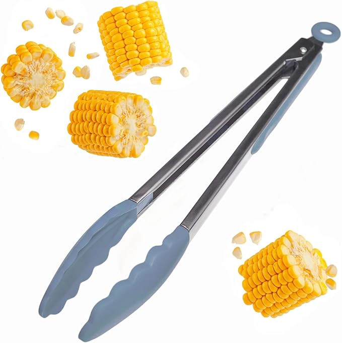 Starpack 'Get a Grip' Silicone Kitchen Tongs for Cooking 12 Inch - BBQ Silicone Tongs for Grill Heat Resistant to 600°F - Stainless Steel Utensils with Non Stick Rubber Tips for Serving Food