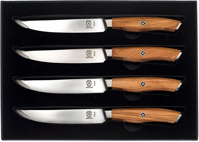Mercer Culinary Olive Wood 4-Piece Steak Knife Set