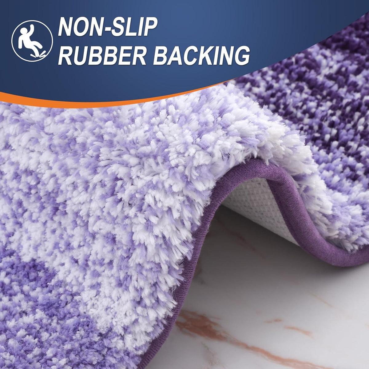 OLANLY Bathroom Runner Rugs 47x17, Extra Soft Absorbent Microfiber Bath Rugs, Rubber Backing, Quick Dry, Machine Washable Bath Mats for Bathroom Floor, Tub and Shower, Home Decor Accessories, Violet