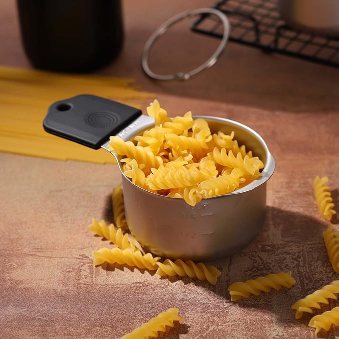 Magnetic Measuring Cups Set Stainless Steel Heavy Duty Metal Measuring Cups for Dry and Liquid Ingredients (black)