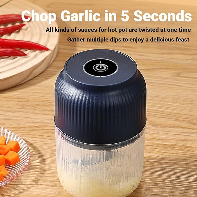 2026 New Electric Garlic Chopper, Mini Portable Veggie Chopper, Small Cordless Garlic Choppers Mincer, USB Rechargeable, 350ML Electric Mini Veggie Cutter for Onion, Garlic, Chili, Ginger (2Mix)