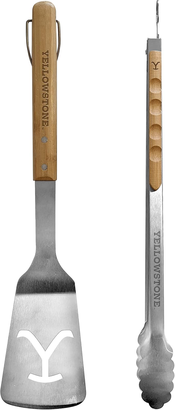 Y Yellowstone BBQ Tool Set - 2 pc Grill Set Includes Spatula and Tongs | Ideal BBQ Grill Accessories Utensils Set | Authentic Yellowstone Merchandise