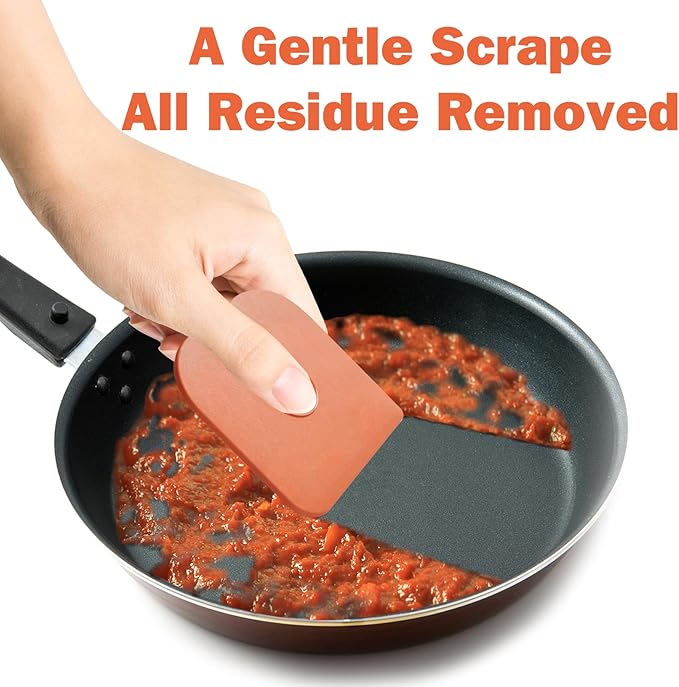 Pan Scraper, 5 Pcs Pot Scraper Plastic, Pot Scraper Non Scratch for Cast Iron, Pot and Pan Cleaning, Sturdy Scraper Kitchen Tool-Orange