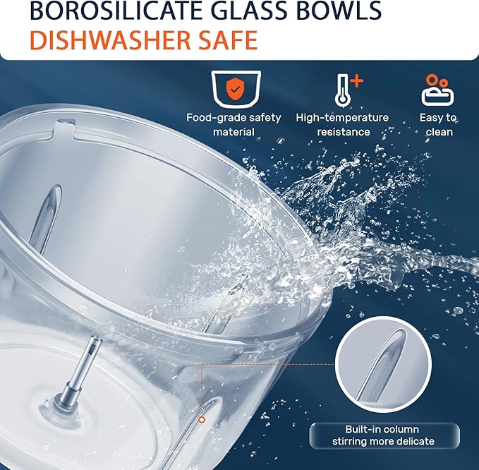 Bear Food Processor, Electric Food Chopper with 2 Glass Bowls (8 Cup+2.5 Cup), 400W Power Grinder with 2 Sets Stainless Steel Blades, 2 Speed for Meat, Vegetables, and Baby Food
