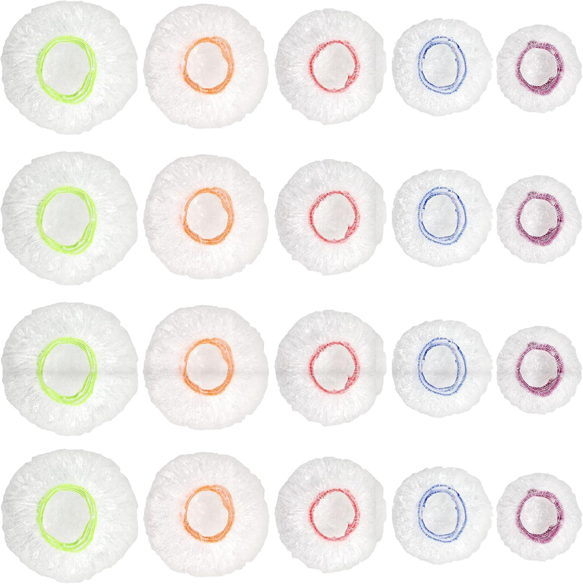 200Pcs Reusable Plastic Bowl Covers - 5 Sizes With Elastic, Food Grade Safe Material