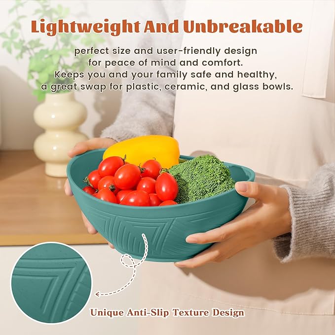 Homienly 9.6 inch Serving Bowls, Large Serving Dishes for Wedding Parties, 60 OZ Centerpiece Serving Bowls for Salad, Popcorn, Pasta, Dinner, Oval Shape, Microwave & Dishwasher Safe, Set of 4, Multi