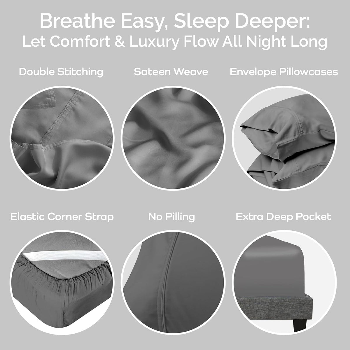 100% Viscose from Bamboo Sheets California King Size, Super Soft Bedding Set, 4PC Cooling Sheets for Hot Sleepers, Vegan Silk Moisture Wicking, Organically Grown Bedsheet, Steel - 72" x 84"