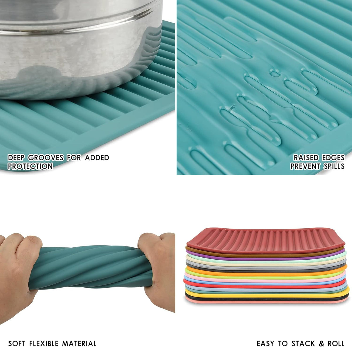 Smithcraft Silicone Trivets Mats - Hot Pads for Countertops, Tables, Pot Holders - Spoon Rest & Drying Mats Set of 2 - Color Orange