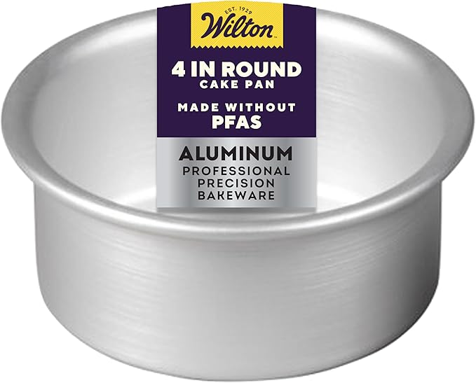 Wilton Aluminum Round Cake Pan, Durable Anodized Bakeware for Tiered & Layered Cakes, Even Heating, Rust-Resistant, Professional Cake Baking Pans, 4 x 2 in
