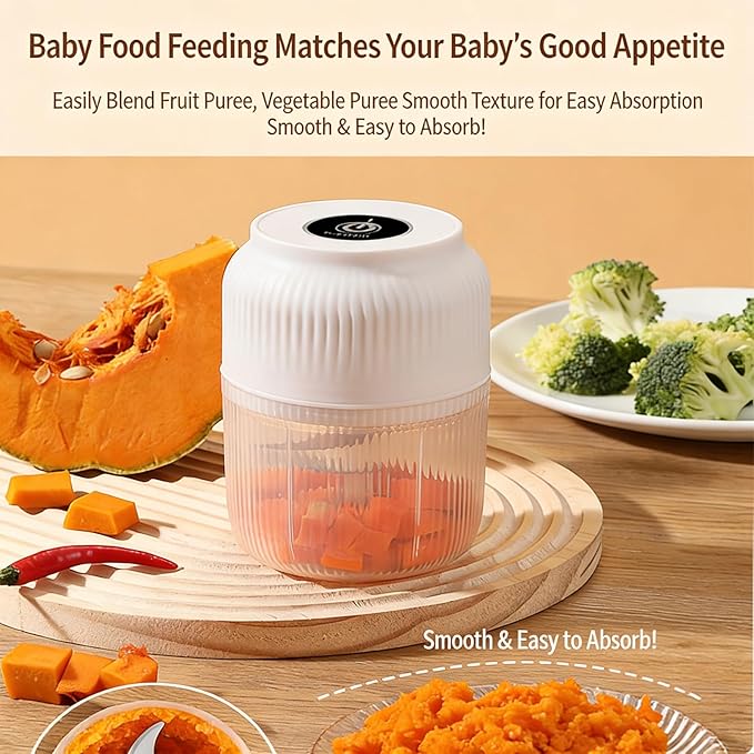 2026 Upgraded Electric Garlic Chopper 320ML Mini Food Processor, 6 Stainless Steel Blades, USB Rechargeable Portable Cordless Veggie Vegetable Onion Nut Meat Grinder, One blue Six blades & egg beater