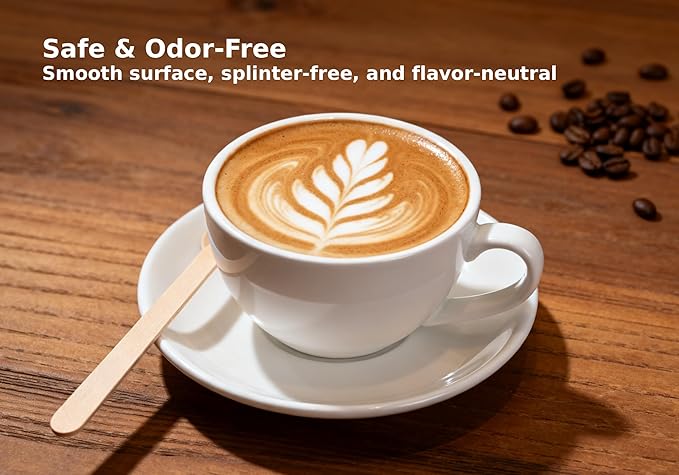 200 Pack Wooden Coffee Stirrers, 7 Inch Birch Disposable Stir Sticks, Wooden Stir Sticks for Coffee, Premium Wooden Coffee Stirrers for Coffee Bar, Office, Tea & Cocktails