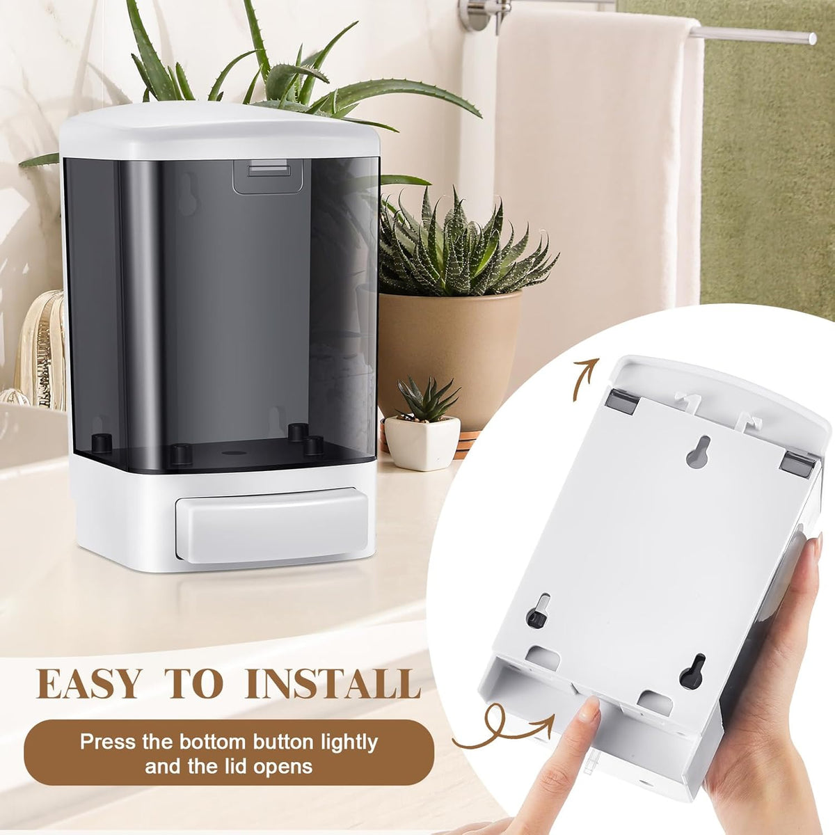 Hushee 6 Pcs Plastic Wall Mounted Soap Dispenser Commercial Manual Soap Dispenser Containers for Kitchen Shower Hotel