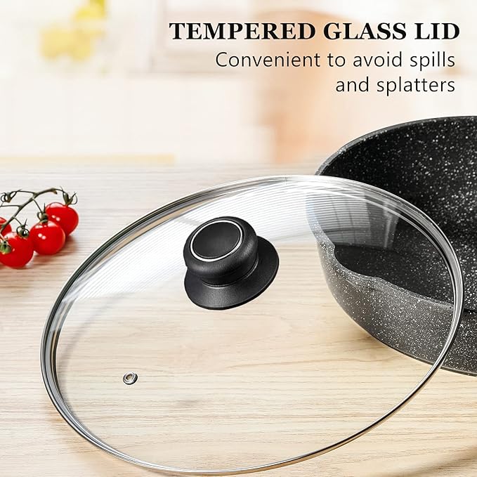 10 Inch Pan Lid 10" Tempered Glass Lid for Frying Pan, Skillets, Pans, Pots and Wok, Heat Resistant Handle
