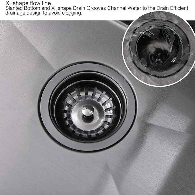 25 Inch Black Drop In Kitchen Sink Workstation - VOKIM 25x22-Inch Drop In sink 16 Gauge Stainless Steel 10'' Deep Single Bowl Handmade Kitchen Sink with Cutting Board& Strainer