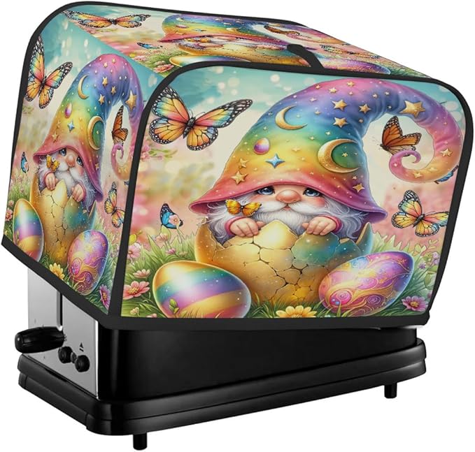 Happy Easter Eggs Gnome Toaster Cover 2 Slice Dust and Fingerprint Protection Toaster Bread Maker Covers Washable Kitchen Small Appliance Covers for Kitchen Accessories Decor Bakeware Women Gift