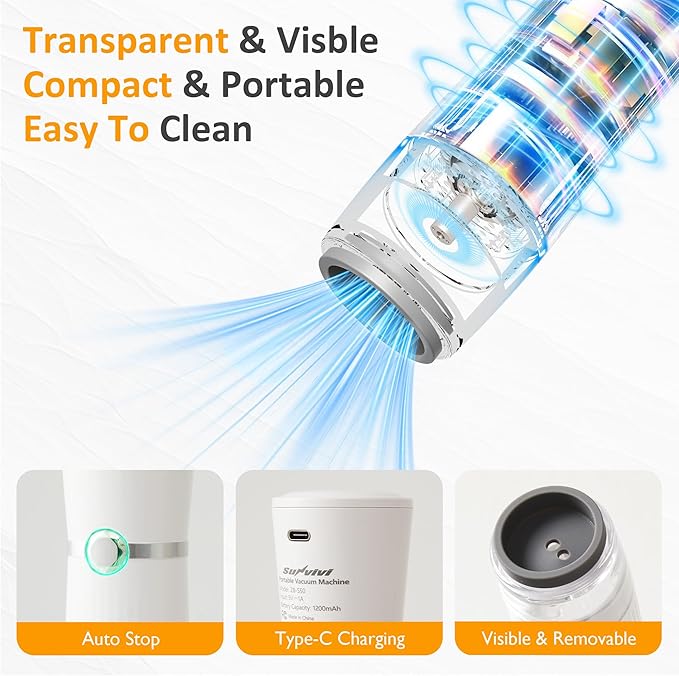 Sunvivi Portable Vacuum Sealer Machine: Food Storage Preservation, Automatic Air Sealing System with Reusable Bags, Wine Stopper & Kitchen Accessories, Handheld Food Saver for Home, Sous Vide, White