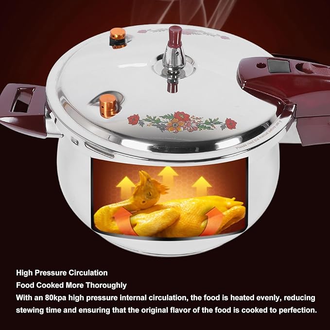 Generic Pressure Cooker, 80KPA Stainless Steel Pressure Canner Pressure Cooker with Ergonomic Handle for Induction Cooktops, Gas Cooktops, Open Flames Using (11L), Genericgw5tu3c8sd-14