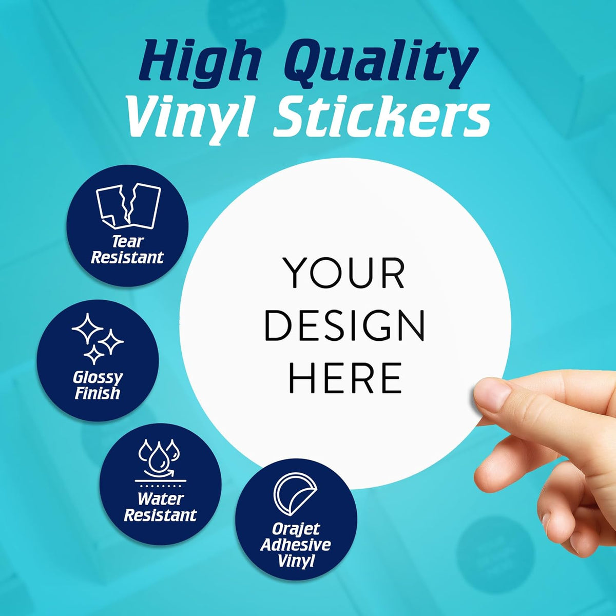 100 Custom Vinyl Stickers - Upload Your own Image, Text, Design, Logo - Personalized Logo Labels for Handmade, Packaging, Bottle, Jars, Candle, Brand Stickers (White, 6x6)