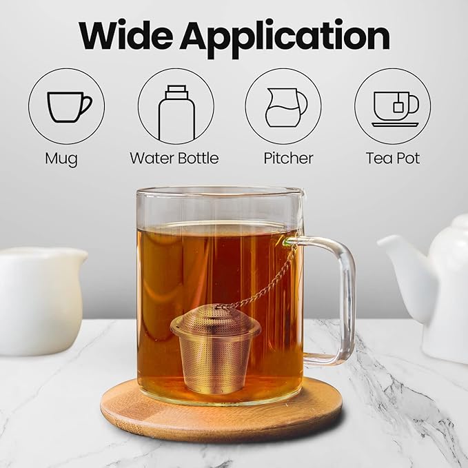 Zopeal 12 Pcs Tea Infuser Stainless Steel Strainer with Extended Chain Hook and Saucer Loose Leaf Steeper Fine Mesh Ball Tea Filter for Brew Spices Seasonings Fits Cup Mug Bottle (Medium)