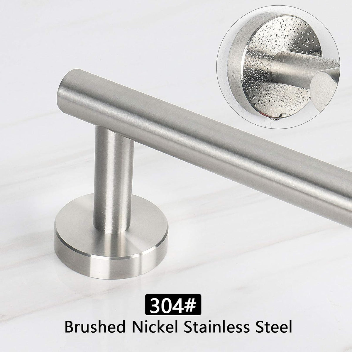 NearMoon Bathroom Towel Bar, Bath Accessories Thicken Stainless Steel Shower Towel Rack for Bathroom, Towel Holder Wall Mounted (1 Pack, Brushed Nickel, 12 Inch)