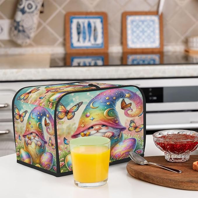 Happy Easter Eggs Gnome Toaster Cover 2 Slice Dust and Fingerprint Protection Toaster Bread Maker Covers Washable Kitchen Small Appliance Covers for Kitchen Accessories Decor Bakeware Women Gift