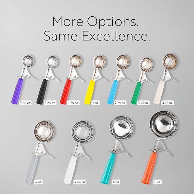Restaurantware 2.75 Ounce Portion Scoop, 1 Trigger Release Stainless Steel Cookie Scoop - With Blue Handle, Stainless Steel Disher, For Portion Control, Cookie Dough, Cupcake Batter, Or Ice Cream