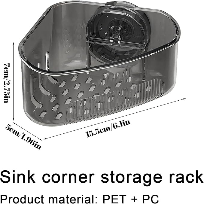 2PCS Sink Organizer Rack for Kitchen for Sponges, Scrubbers, Sink Corner Drain Box,with Adhesive Suction Cup Mount(Black)