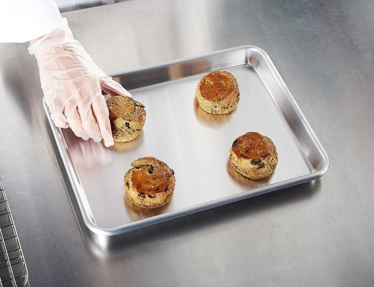 CURTA 12 Pack Aluminum Sheet Pan, NSF Listed Half Size 13 x 9 inch Commercial Bakery Cake Bun Pan, Baking Tray