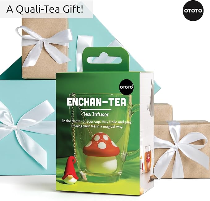 Cute Tea Strainers - Loose Leaf Tea Steeper, Tea Infuser for Loose Leaf Tea, Tea Diffusers, Tea Accessories, Mushroom Gifts, Cute Kitchen Accessories, White Elephant Gifts, (Gnomeo, Gnome)