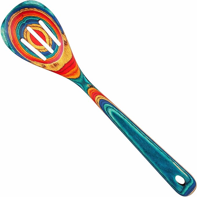 Totally Bamboo Baltique Montego Bay Collection 12-1/2" Wooden Slotted Cooking Spoon, Safe for Nonstick