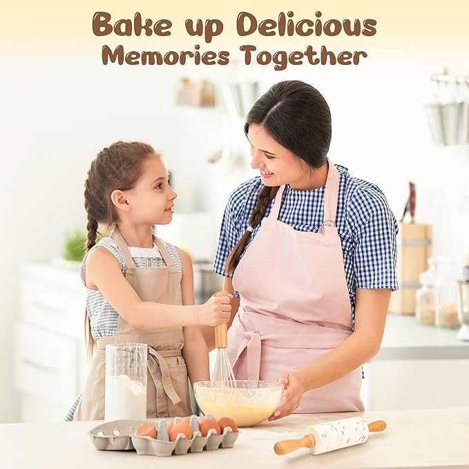 LUOLAO Wooden Kids Safe Knife and Kids Baking Set for Real Cooking, 6 PCS Toddler Montessori Kitchen Tools, Cooking and Baking for Little Chefs