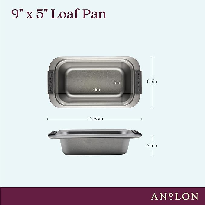 Anolon - 54709 Anolon Advanced Nonstick Bakeware/Baking/Loaf Pan with Grips, 9 Inch x 5 Inch, Gray