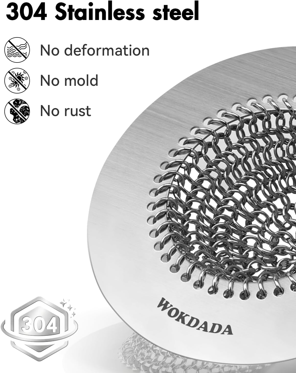 4 PCS Kitchen Sink Drain Strainer, Flippable Mesh Sink Strainer, 304 Stainless Steel Sink Screen, Easy Clean Large Basket Strainer, Anti-Clog Garbage Disposal Cover Fit for Standard Sink Drain