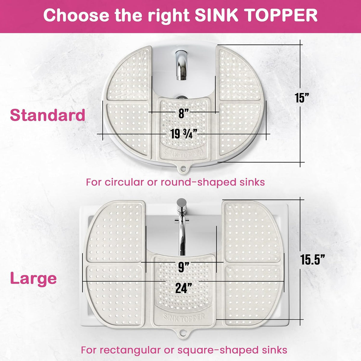 Sink Topper Bathroom Counter Cover & Storage Saver, Foldable Silicone Mat for Hot Tools, Hair Styling & Makeup, Beauty Brush Cleaning Mat, RV Camper Sink Cover & for Small Spaces (Standard Lavender)