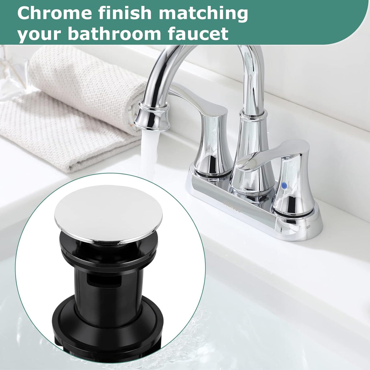 PARLOS Bathroom Faucet Lavatory Vessel Sink Pop Up Drain Stopper with Overflow Chrome, 20715