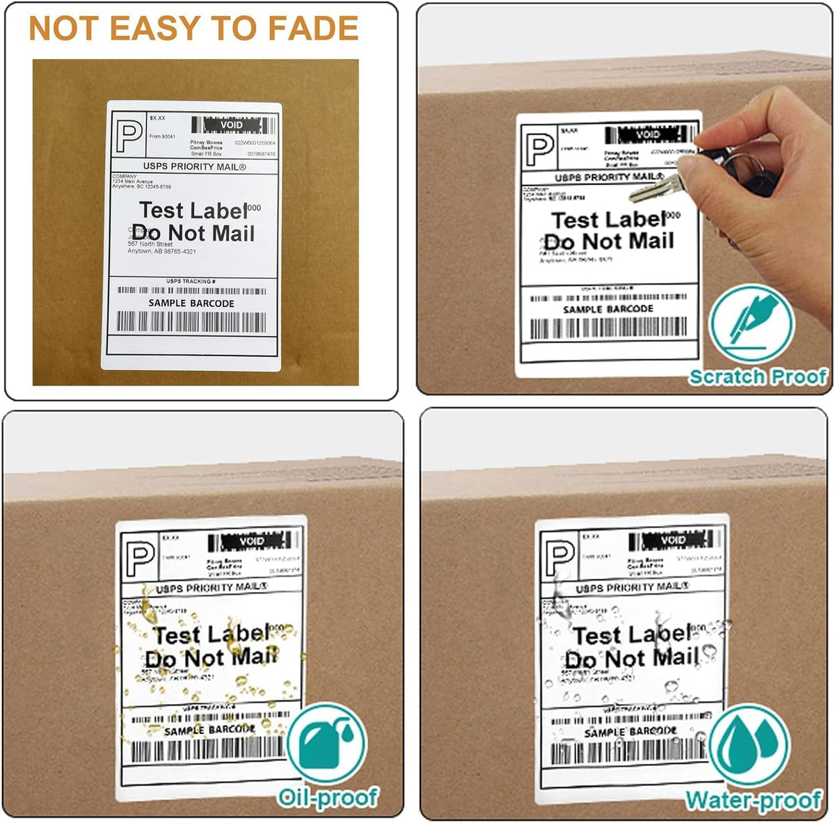 FungLam 4x6 Thermal Labels - 1000 Labels, 4 Rolls Direct Thermal Printer Label, Shipping Labels Compatible with Zebra, Rollo and Most Thermal Printer, Perforated Postage Label Paper, 250 Labels/Roll