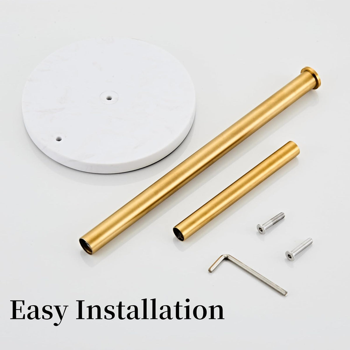 Brushed Gold Paper Towel Holder,Stainless Steel Paper Towel Holder for Kitchen Roll Organize, Standard or Jumbo-Sized Roll Paper, Countertop Roll Dispenser with Marble Base