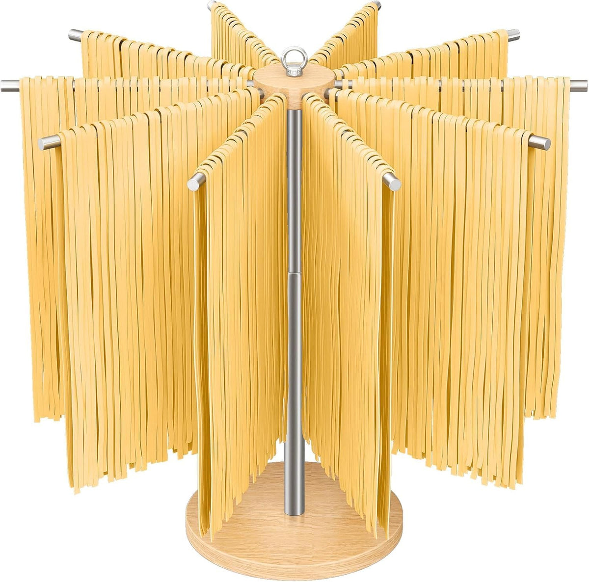 Pasta Drying Rack, Adjustable 304 Stainless Steels Pasta Rack with Handle, Detachable Stand Noodles Drying Hanger for Homemade Fresh Spaghetti, Tagliatelle, Fettuccine