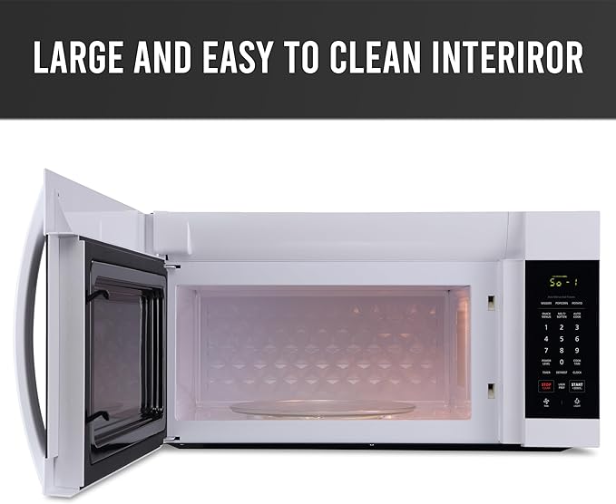 Farberware 1.7 Cu. Ft. Countertop Microwave Oven – 1000 Watts Power, Auto Cook Settings, Defrost, Easy Clean and Child Safety Lock - White